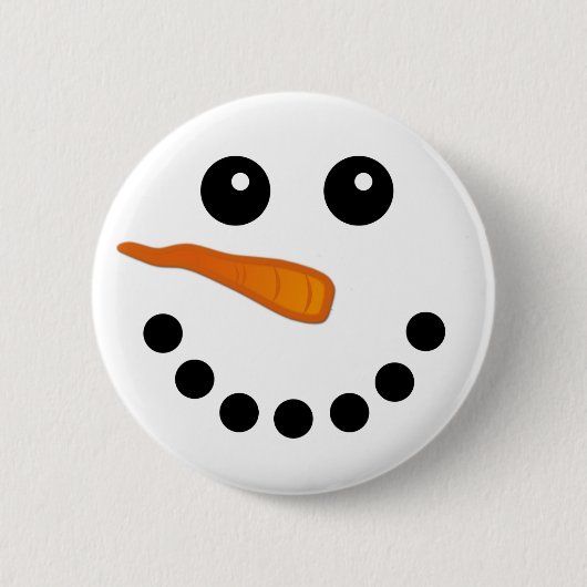 Cute Winter Snowman Face Holiday Pinback Buttons 缶バッジ (正面)
