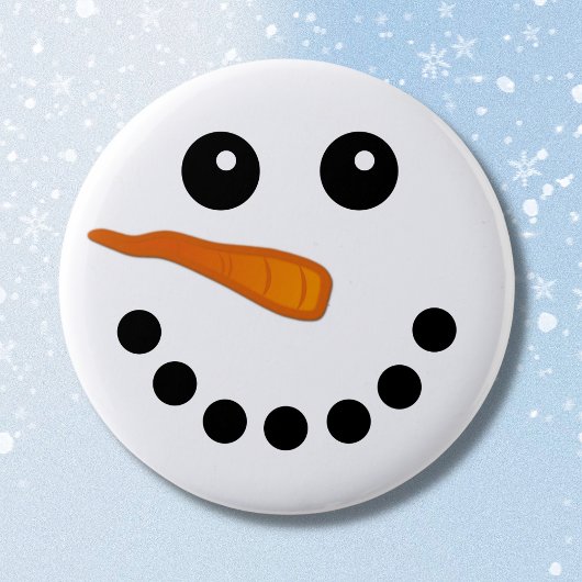 Cute Winter Snowman Face Holiday Pinback Buttons 缶バッジ