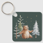 Cute Winter Snowy Bear Whimsical Woodland Winter  キーホルダー (正面)