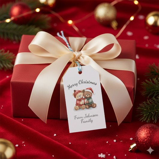 Cute Winter Teddy Bear Christmas Gift Tag ギフトタグ