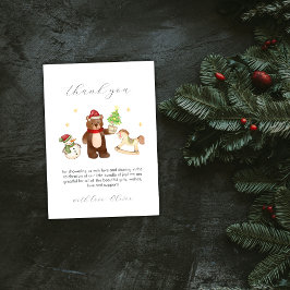 Cute Winter Teddy Bear Snowman Toys Baby Shower サンキューカード