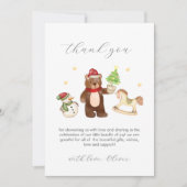 Cute Winter Teddy Bear Snowman Toys Baby Shower サンキューカード (正面)