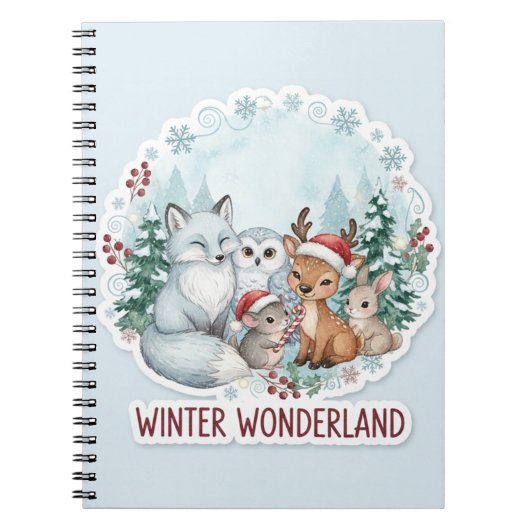 Cute Winter Woodland Animals Journal ノートブック (正面)