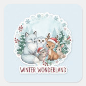 Cute Winter Woodland Creatures Zazzle Gift  スクエアシール (正面)