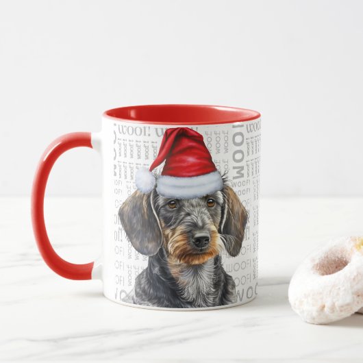 Cute Wirehair Dachshund Lover Christmas Holiday マグカップ (ドーナツ)