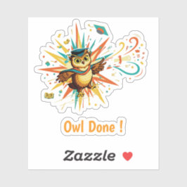 Cute Wise Owl Graduate Class of 2026 Retro Pop Art シール