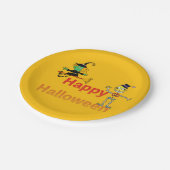 Cute Witch and Skeleton Halloween Fun ペーパープレート (アングル)