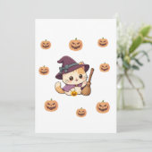 Cute Witch Cat Halloween Card 招待状 (スタンド正面)