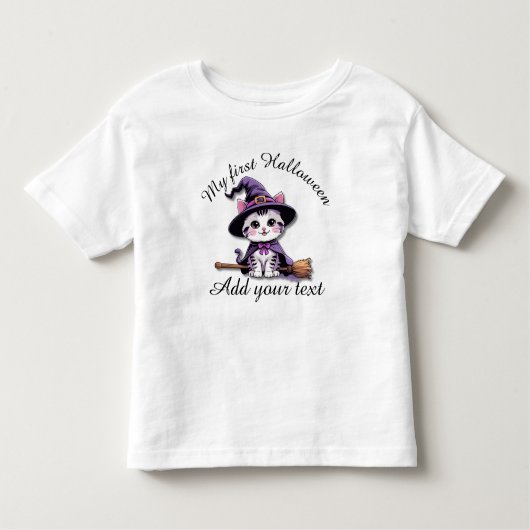 Cute Witch Cat – Kawaii Halloween Toddler Shirt トドラーTシャツ (正面)