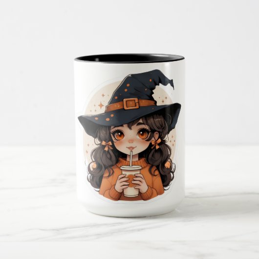 Cute Witch Coffee Mug | Cozy Autumn Aesthetic Hall マグカップ (中央)