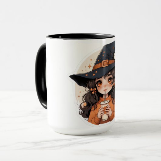 Cute Witch Coffee Mug | Cozy Autumn Aesthetic Hall マグカップ (正面左)
