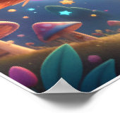 Cute Witch Girl Flying on Broom | Kawaii Fantasy  ポスター (角)