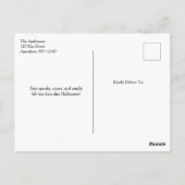 Cute Witch Girl her Broom & Pumpkin Kids Halloween ポストカード (裏面)