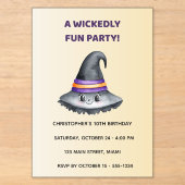Cute Witch Hat Halloween Acrylic Invitation アクリル招待状 (正面)