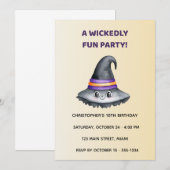 Cute Witch Hat Halloween Birthday Invitation Kids 招待状 (正面/裏面)