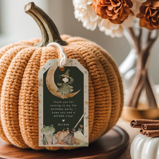 Cute Witch Kids Halloween Birthday Favor ギフトタグ