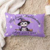 Cute Witch Kitten – Pastel Halloween Lumbar Pillow ランバークッション (ブランケット)