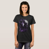 Cute Witch Wiccan Wicca Pagan Girl under Full Moon Tシャツ (正面フル)