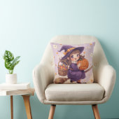 Cute Witch with Pumpkin Halloween Pillow クッション (椅子)