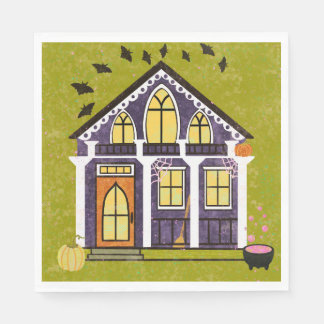 Cute Witchy Haunted Halloween Cottage  スタンダードランチョンナプキン