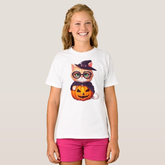 Cute Wizard potter kitty  Tシャツ (正面フル)