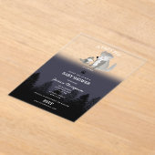 Cute Wolf Baby Pup and Mom Woodland Baby Shower アクリル招待状 (レイダウン)