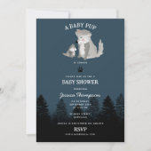 Cute Wolf Baby Pup and Mom Woodland Baby Shower 招待状 (正面)