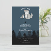 Cute Wolf Baby Pup and Mom Woodland Baby Shower 招待状 (スタンド正面)