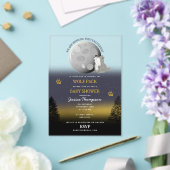 Cute Wolf Pack Woodland Moon Howling Baby Shower アクリル招待状 (インサイチュ (ウェディング))