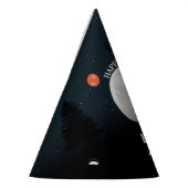 Cute Wolf Pack Woodland Moon Howling Birthday パーティーハット (左)