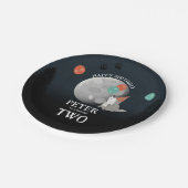 Cute Wolf Pack Woodland Moon Howling Birthday ペーパープレート (アングル)