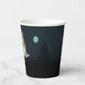 Cute Wolf Pack Woodland Moon Howling Birthday 紙コップ (裏面)