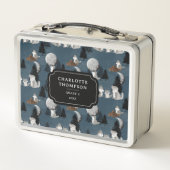 Cute Wolf Pack Woodland Night Sky Moon メタルランチボックス (裏面)