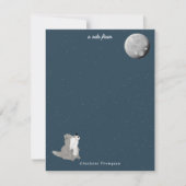 Cute Wolf Pack Woodland Night Sky Moon Kids ノートカード (正面)