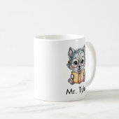 Cute Wolf Reading a Book Custom コーヒーマグカップ (正面右)