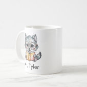 Cute Wolf Reading a Book Custom コーヒーマグカップ (正面左)