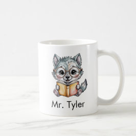 Cute Wolf Reading a Book Custom コーヒーマグカップ