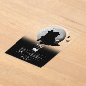 Cute Wolf Woodland Moon Howling Kids Birthday アクリル招待状 (レイダウン)