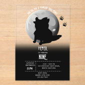 Cute Wolf Woodland Moon Howling Kids Birthday アクリル招待状 (正面)