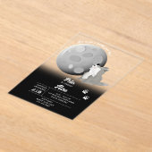 Cute Wolf Woodland Moon Howling Kids Birthday アクリル招待状 (レイダウン)