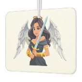 Cute woman Angel's with open wings and sword カーエアーフレッシュナー (左)