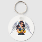 Cute woman Angel's with open wings and sword キーホルダー (裏面)