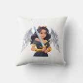 Cute woman Angel's with open wings and sword クッション (裏面)