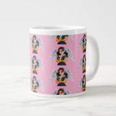 Cute woman Angel's with open wings and sword ジャンボコーヒーマグカップ (正面右)