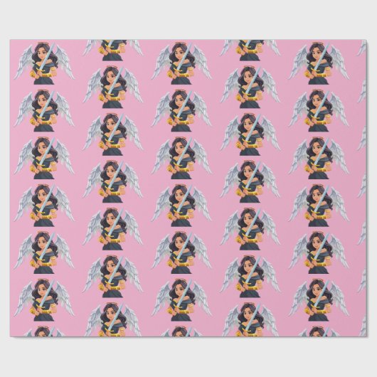 Cute woman Angel's with open wings and sword ラッピングペーパー (フラット)