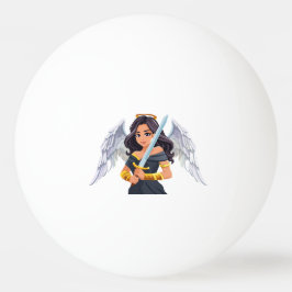 Cute woman Angel's with open wings and sword 卓球ボール