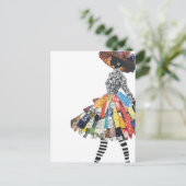 Cute Woman in Collage Outfit ポストカード (スタンド正面)
