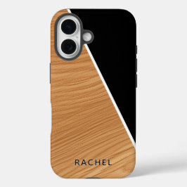 Cute Wood and Black Personalized  iPhone 16ケース