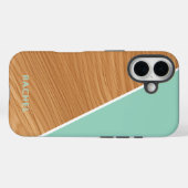 Cute Wood and Light Teal Personalized  Case-Mate iPhoneケース (裏面 (横))