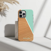 Cute Wood and Light Teal Personalized  Case-Mate iPhoneケース